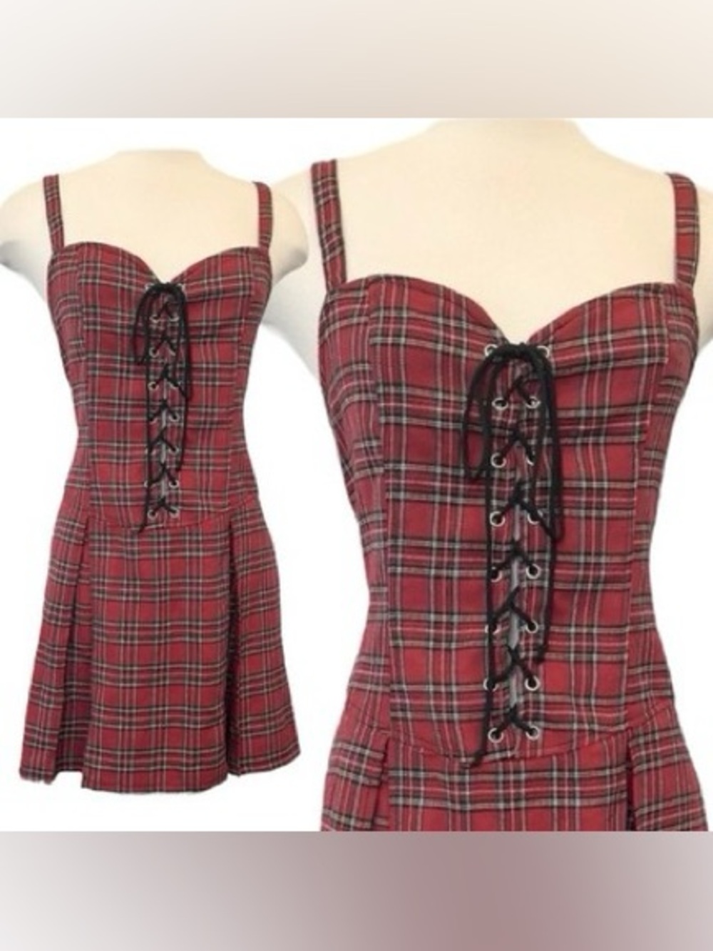 Lip Service Red Plaid Lace-Up